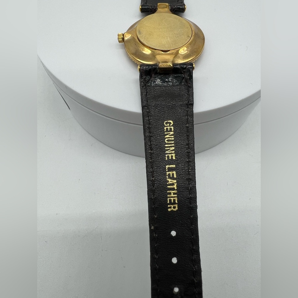 HARPER VINTAGE 18K Gold Plated Brown Leather Round Quartz Japan Movement Watch - Picture 7 of 8